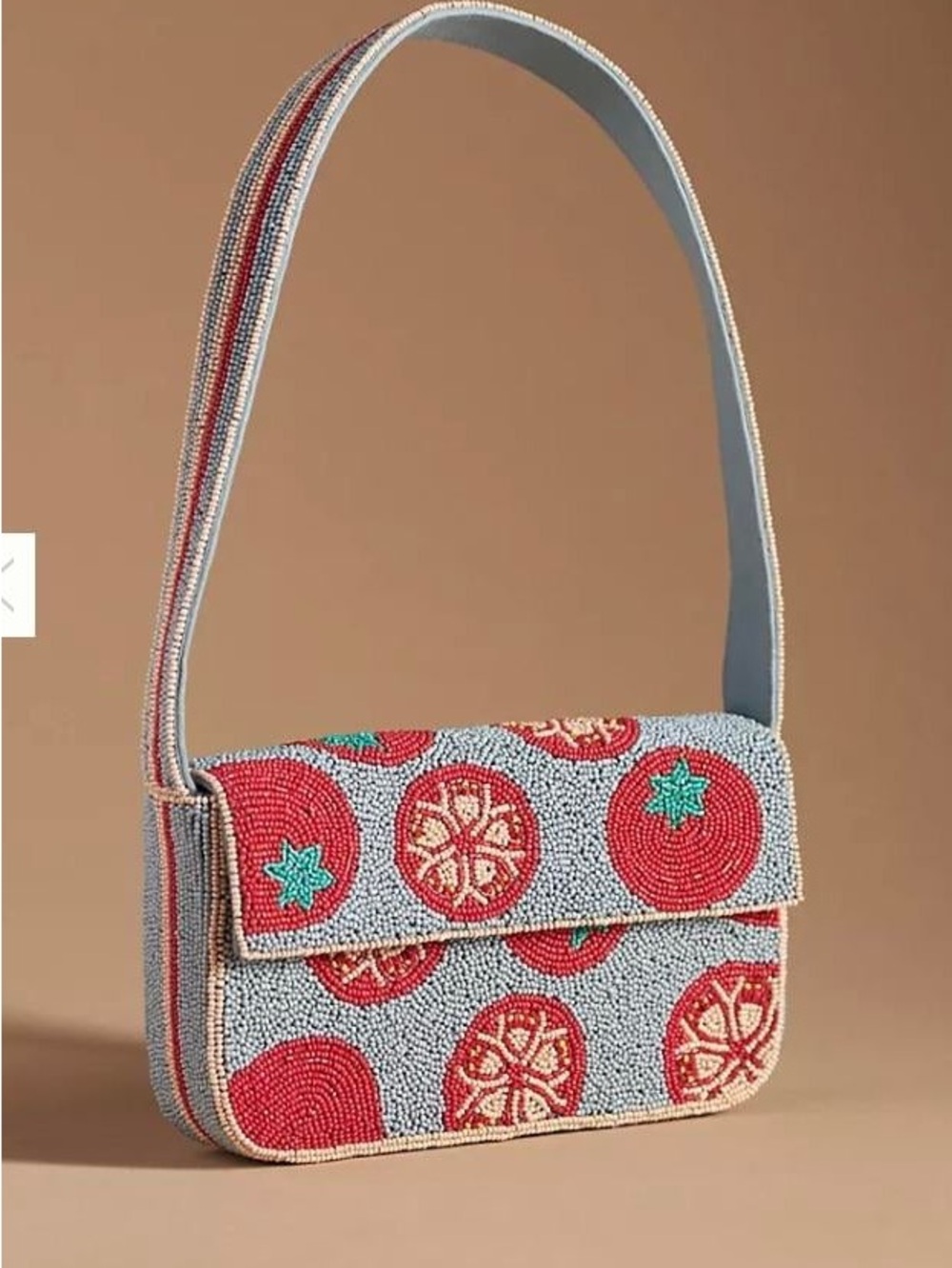 Anthropologie Maeve Fiona Tomato Beaded Shoulder Bag Food & Drink NWT Rare